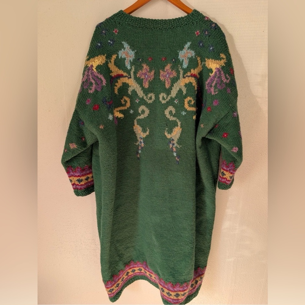 Green Patterned Women's Sweater coat